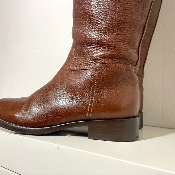 Tory Burch Junction Tumbled Leather Low Heel Knee High Riding Boots - Picture 10 of 16